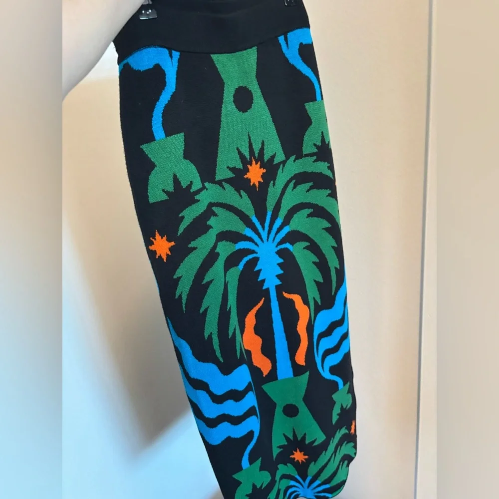 Anthropologie Tigre indigo x Celandine vibrant tropical knit Maxi Skirt - Picture 2 of 6